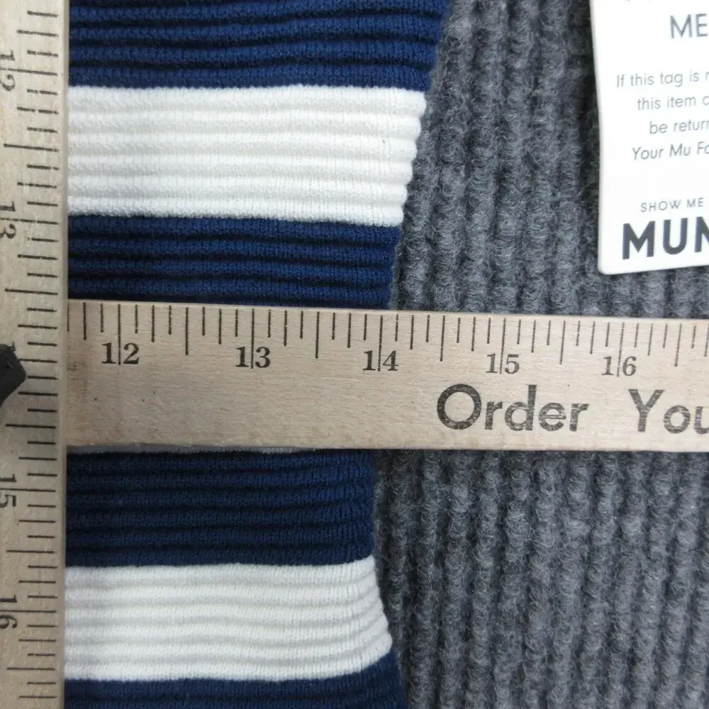 MUMU Sweater Cardigan Womens S Blue White Striped Button-Front Tight-Knit NWT
